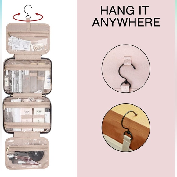 Toiletry Bag Travel Hanging Hook Waterresistant Makeup Cosmetic bag - Picture 3 of 7